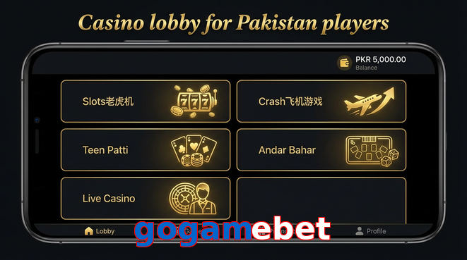 Lobby view of Gogamebet for Pakistan users